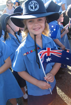 Student at ANZAC march
