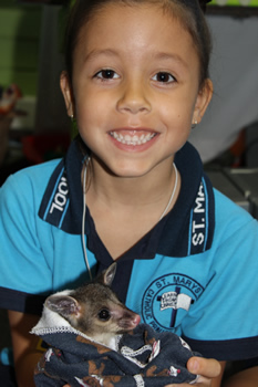 Student with possum